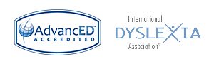 AdvancED accredited logo and international dyslexia association logo